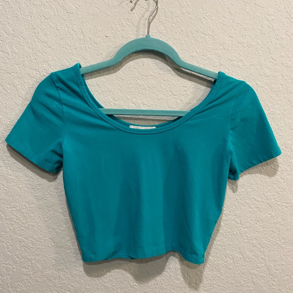 Forever 21 teal scoopneck crop top